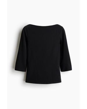 H&M Top Ajusté Avec Encolure Bateau - Noir