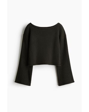 H&M Pull en maille côtelée avec encolure bateau - Noir