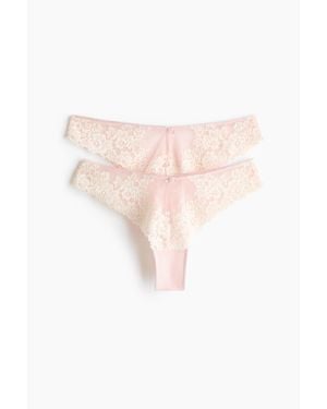 H&M 2-Pack Lace Brazilian Briefs - Rose