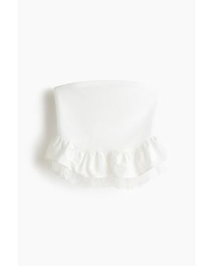 H&M Top Tube À Volants Ruchés - Blanc