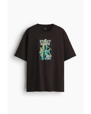 H&M T-shirt imprimé Loose Fit - Noir