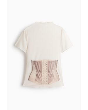 H&M Top Imprimé En Mesh - Blanc
