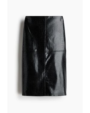 H&M Jupe crayon en tissu enduit - Noir