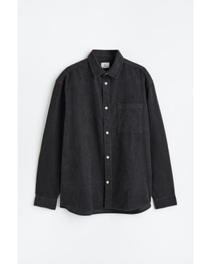 H&M Chemise Relaxed Fit En Velours Côtelé - Noir