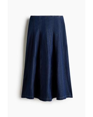 H&M Jupe Plissée En Denim - Bleu
