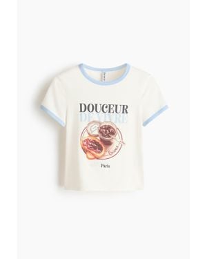 H&M T-Shirt Ajusté En Coton - Blanc