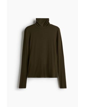 H&M Top Col Roulé En Viscose - Vert