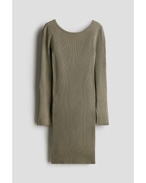 H&M Robe En Maille Côtelée - Vert