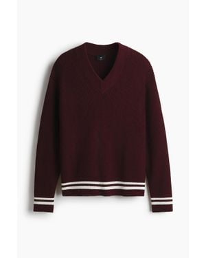 H&M Pull Boxy Fit En Maille Côtelée - Rouge