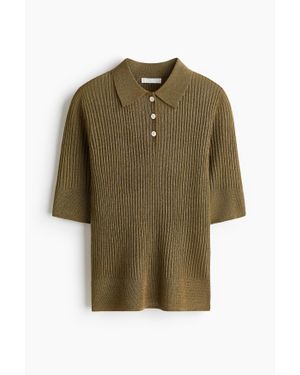 H&M Polo En Maille Côtelée - Vert