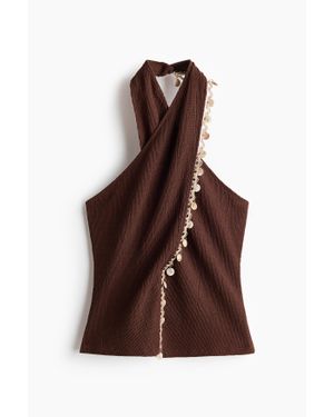 H&M Top Dos Nu Ornementé - Marron