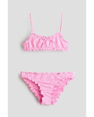 H&M Maillot De Bain Deux Pièces À Bords Surjetés - Rose