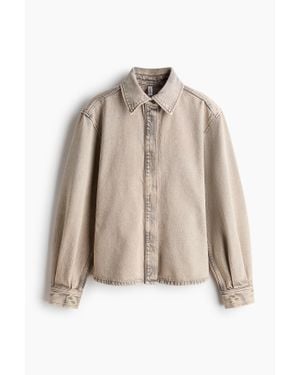 H&M Chemise En Denim Avec Manches Ballon - Neutre