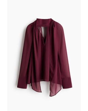 H&M Blouse Avec Col Cravate - Violet