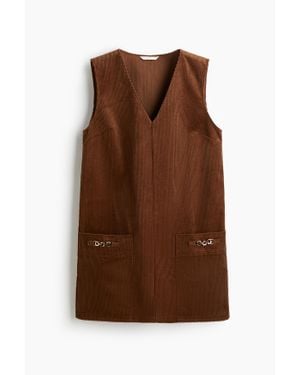 H&M Robe Droite En Velours Côtelé - Marron