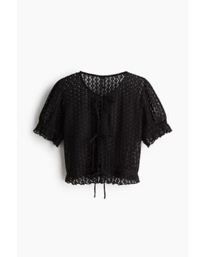 H&M Top En Maille Pointelle - Noir