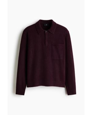 H&M Pull Regular Fit Avec Col Zippé - Rouge