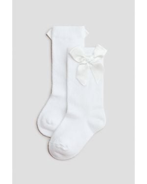 H&M Chaussettes Hautes Avec Naud - Blanc