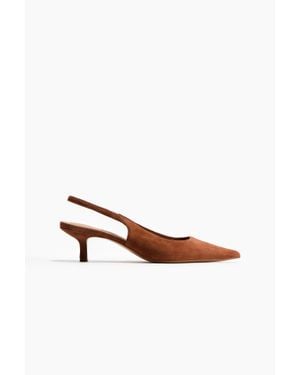 H&M Escarpins En Cuir Velours Avec Bride Arrière - Blanc