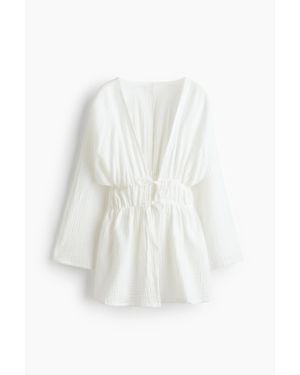 H&M Caftan de plage en mousseline de coton - Blanc