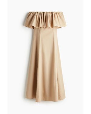 H&M Robe épaules nues volantée - Neutre