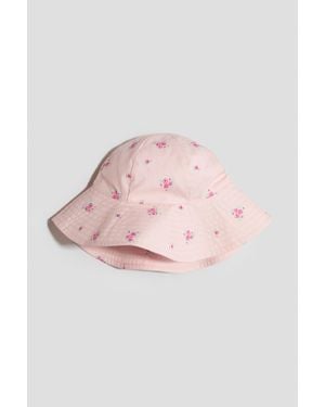H&M Chapeau De Soleil Imprimé À Bord Large - Rose