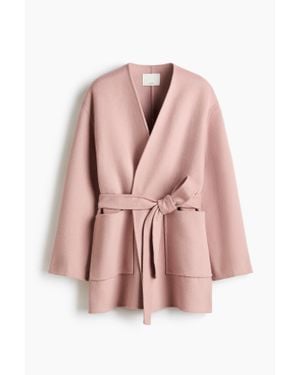 H&M Manteau Fait Main En Laine Mélangée - Rose