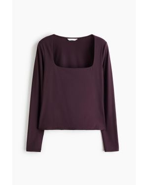 H&M Top À Encolure Carrée En Jersey Romanite - Violet