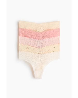 H&M Lot De 5 Culottes Thong En Dentelle - Rose