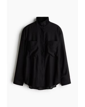 H&M Chemise Oversize À Col Droit - Noir