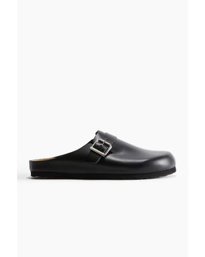 H&M Mules en cuir velours - Noir