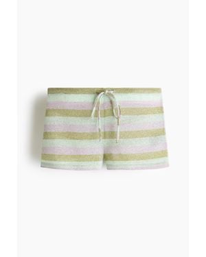 H&M Short En Maille Scintillante - Vert
