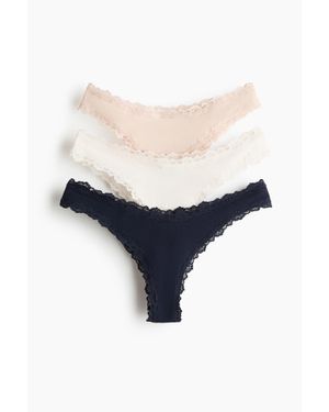 H&M Lot de 3 culottes Brazilian avec dentelle - Bleu