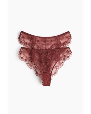 H&M Lot De 2 Culottes Brazilian En Dentelle - Rouge