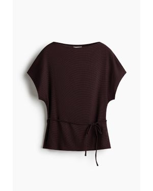 H&M Top texturé avec ceinture à nouer - Noir