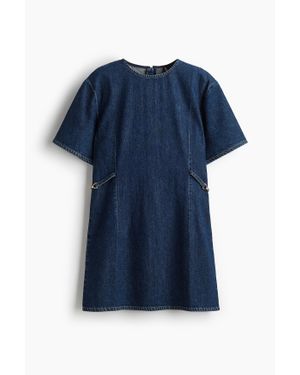 H&M Robe En Denim Avec Boucles - Bleu