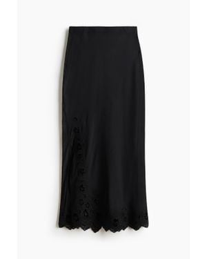 H&M Jupe en mousseline brodée - Noir
