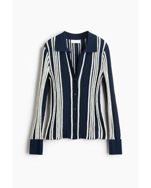 H&M Gilet En Maille Côtelée Avec Col - Bleu