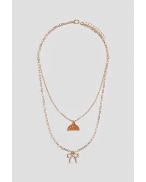 H&M Collier À Deux Rangs Avec Pendentifs - Blanc