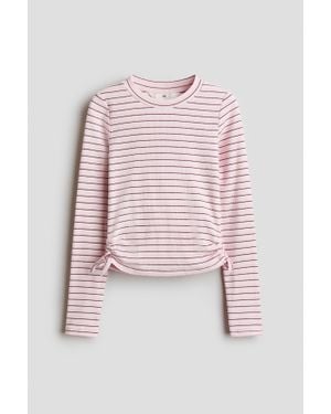 H&M Top En Coton Côtelé - Rose