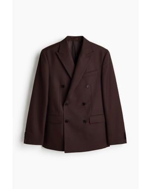 H&M Veste Croisée Regular Fit En Laine Mélangée - Marron