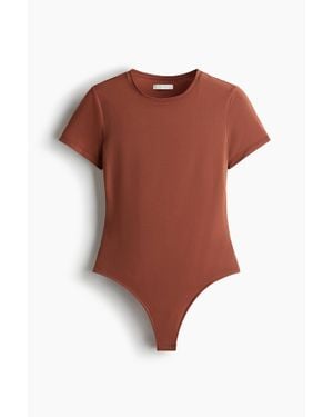 H&M Body À Manches Courtes En Microfibre - Marron