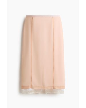 H&M Jupe De Longueur Genou Avec Dentelle - Blanc