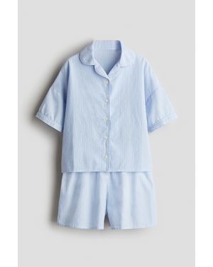 H&M Pyjama En Popeline De Coton - Bleu
