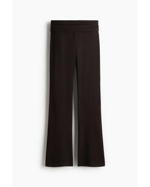 H&M Pantalon En Coton Avec Ceinture Repliée - Noir