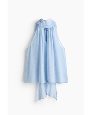 H&M Top En Mousseline Avec Col Écharpe - Bleu