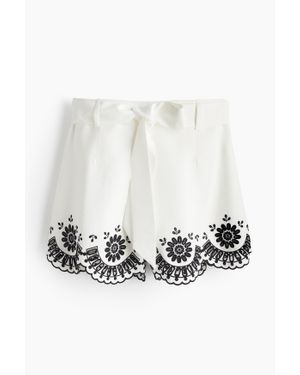 Combi-short En Coton Brodé - Taille M - Blanc - Style Dos Nu élégant - Occasion Très Bon état