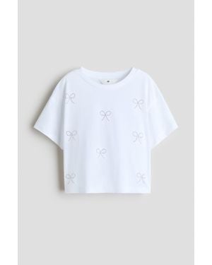 H&M T-Shirt Ornementé En Coton - Blanc