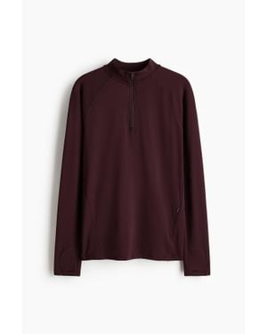 H&M Top De Sport À Col Zippé Seamless Drymove - Rouge