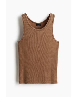 H&M Débardeur Côtelé Slim Fit - Marron